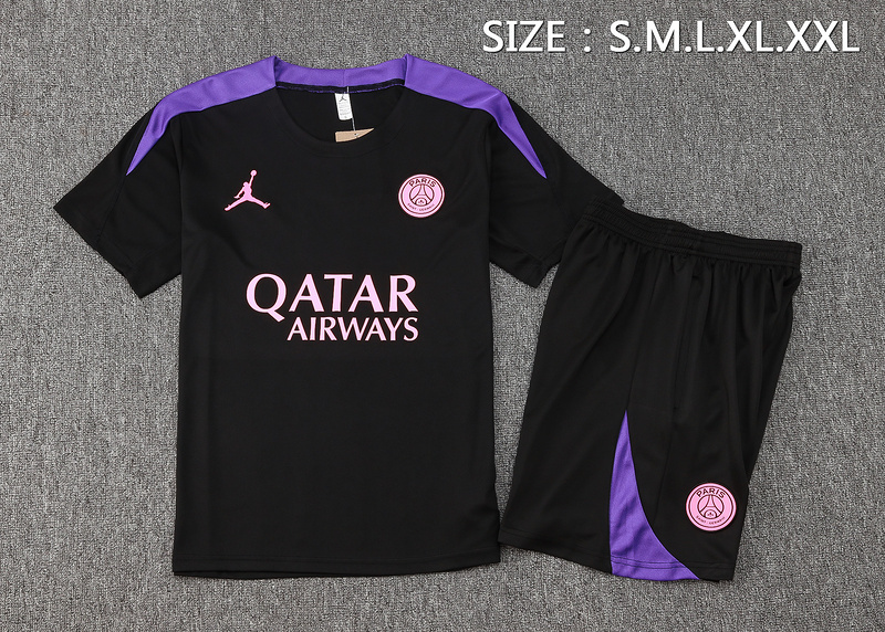 24/25 Paris Black Training Set Shirt and Shorts