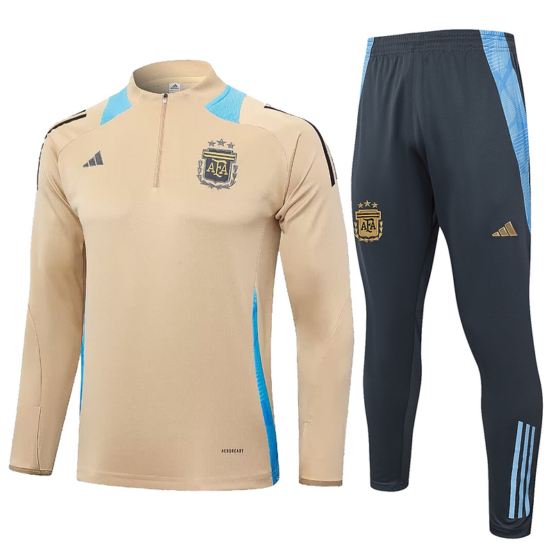 24/25 Argentina ochre Long-sleeved half-pull training kit Football team kit