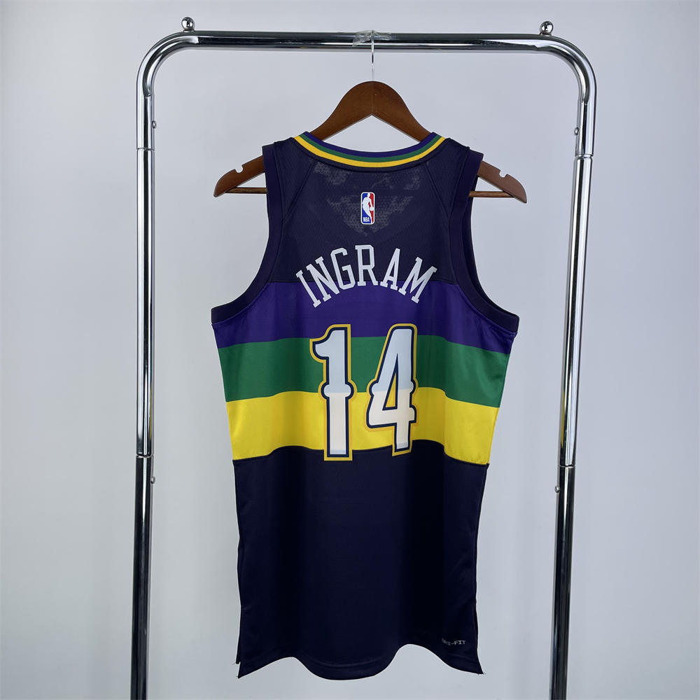 NBA New Orleans Pelicans V-Neck Black jersey INGRAM#14 S-XXL
