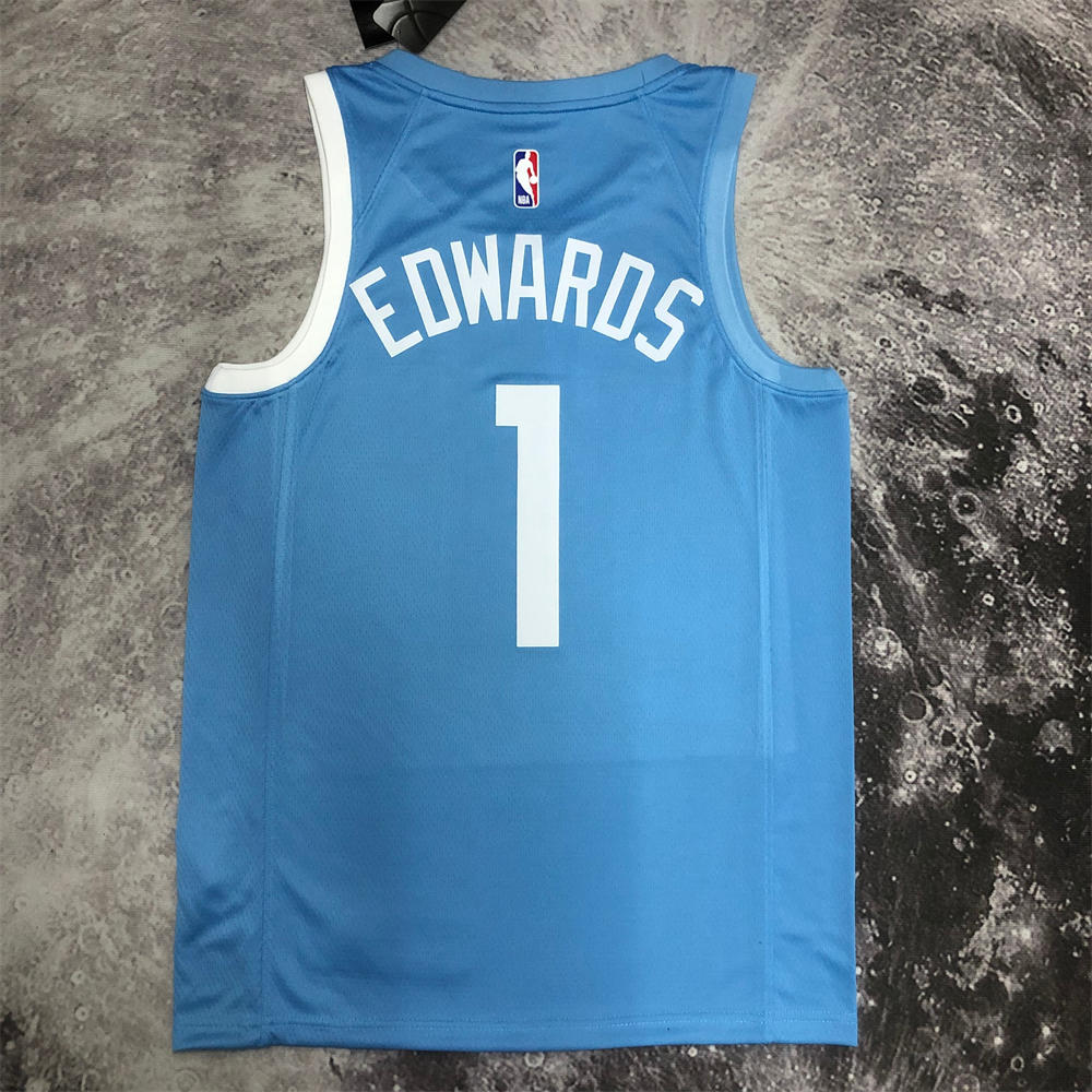 NBA Minnesota Timberwolves V-Neck Minnesota Timberwolves V-Neck White Jersey EDWA Jersey EDWARDS#1 S-XXL