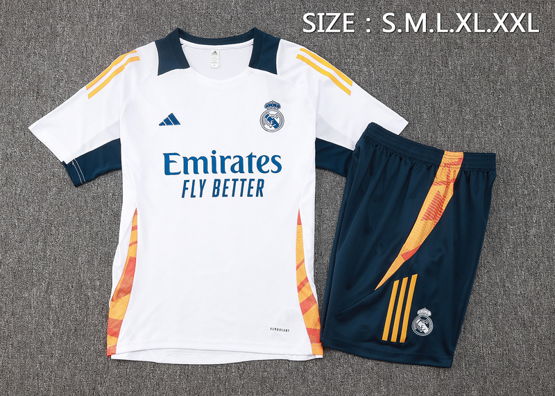 24/25 Real Madrid White Training Set Shirt and Shorts