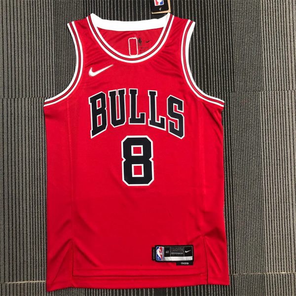 NBA Chicago Bulls Round Neck Red 75th anniversaryJersey LAVINE#8 S-XXL