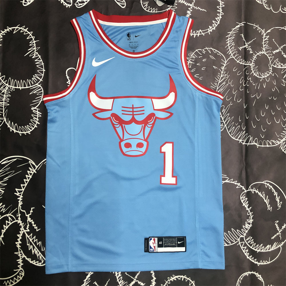 NBA Chicago Bulls Round Neck Blue Jersey ROSE#1 S-XXL