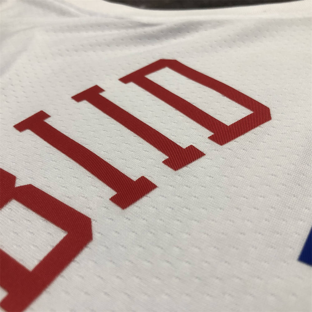 NBA Philadelphia 76ers Round Neck White Jersey EMBIID#21 S-XXL