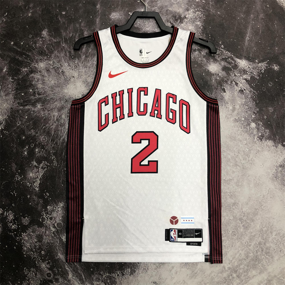 NBA Chicago Bulls Round Neck White Jersey BALL#2 S-XXL