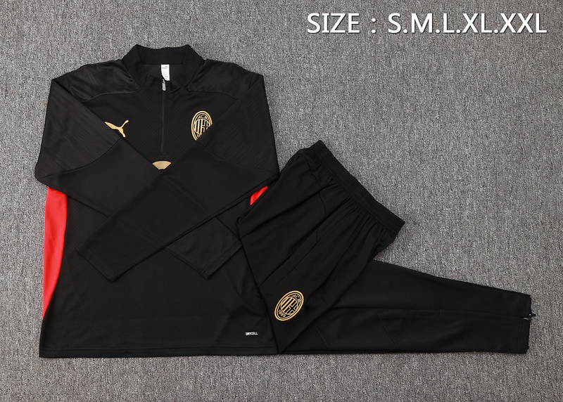 24/25 AC Milan Black Long-sleeved half-pull training kit Football team kit