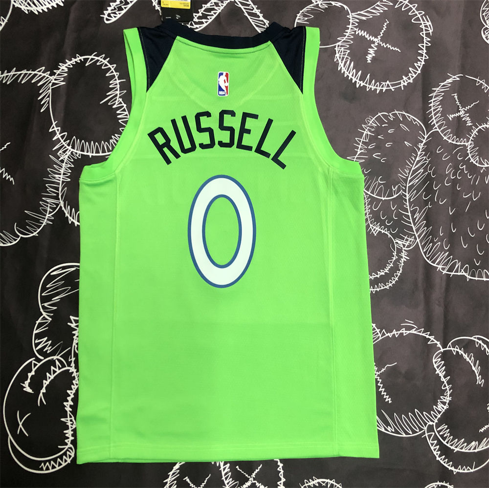 NBA Minnesota Timberwolves V-Neck Green RUSSELL#0 Jersey S-XXL