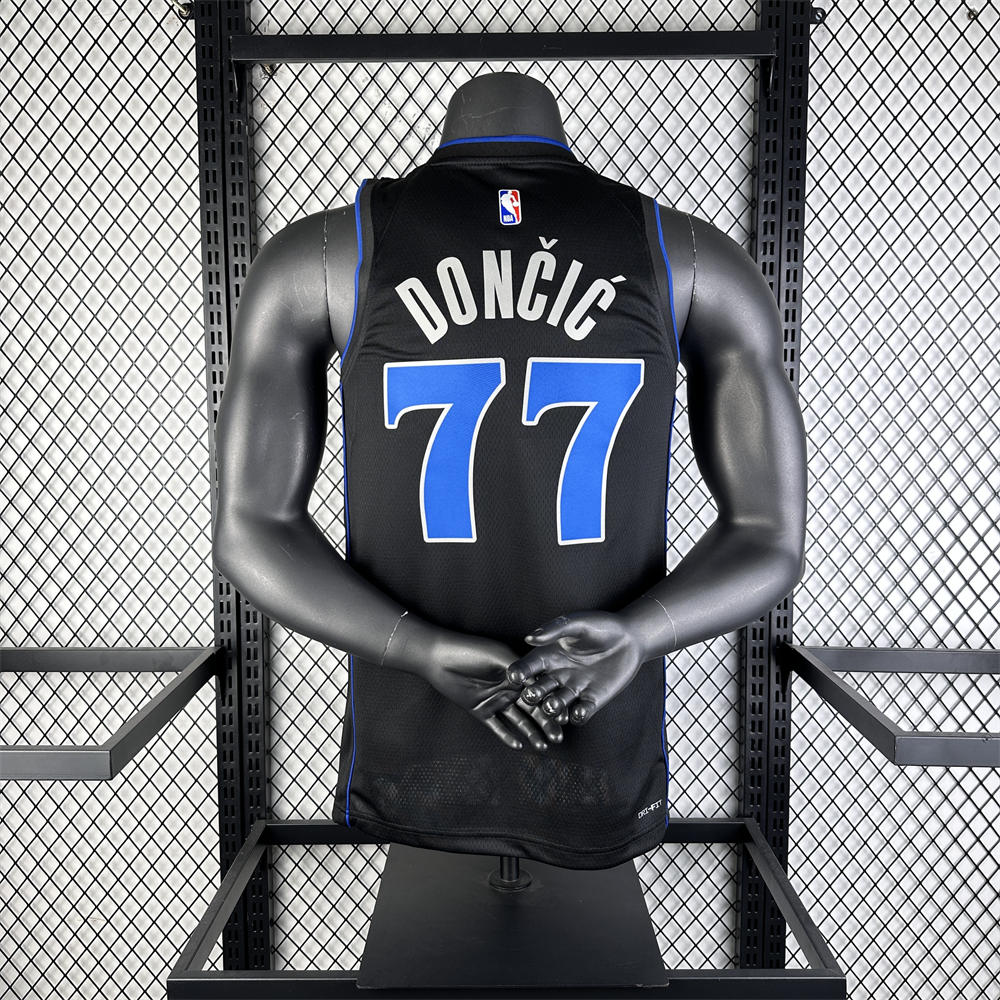 NBA Dallas Mavericks 2024 V-Neck Black Jersey DONCIC#77 S-XXL