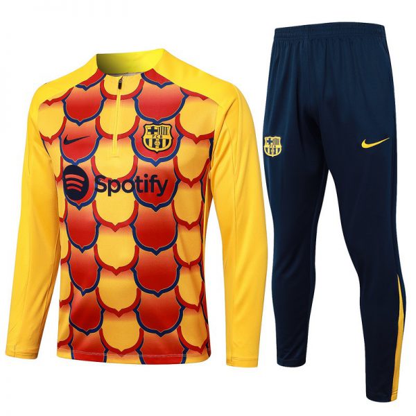 24/25 Barcelona Red Yellow Long-sleeved half-pull training kit Football team kit