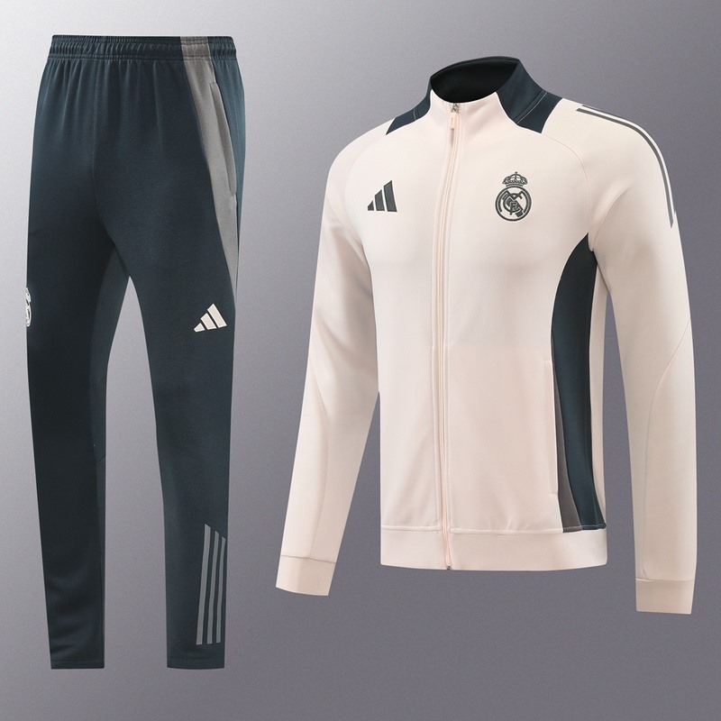2024 Real Madrid Light Pink Jacket Training Suit Set Football Team Shirt Sports Fashion