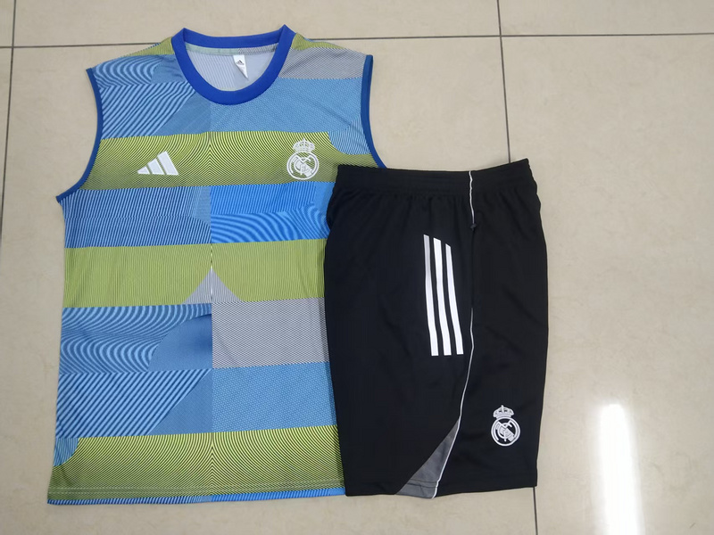2025/26 Real Madrid blue-green Training Set Shirt and Shorts