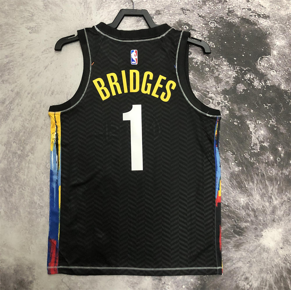 NBA Brooklyn Nets V-Neck Black Jersey BRIDGES#1 S-XXL