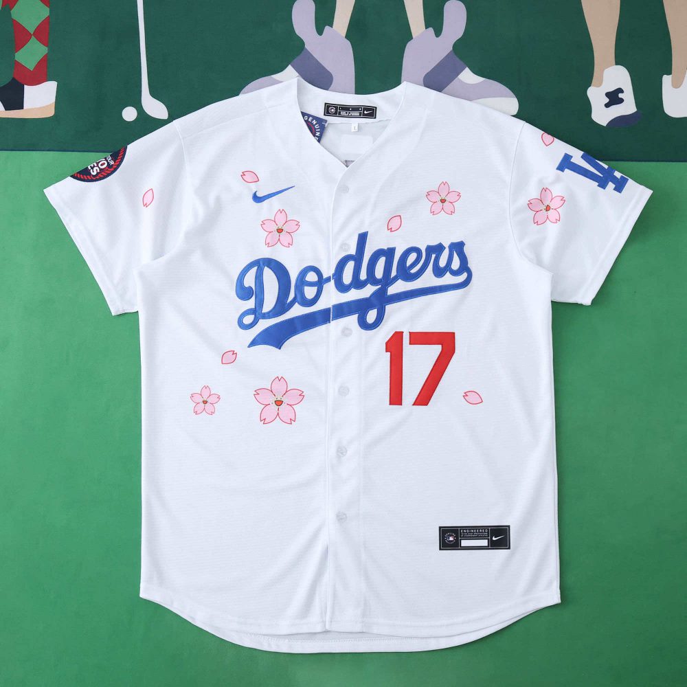 MLB LosAngeles Dodgers White Jersey Flower Edition OHTANI #17