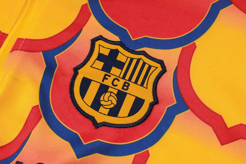 24/25 Barcelona Red Yellow Long-sleeved half-pull training kit Football team kit