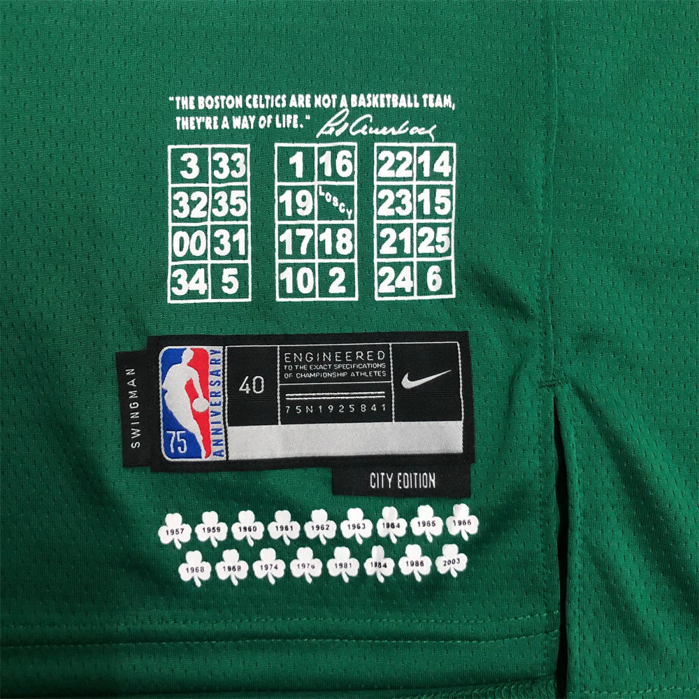 NBA Boston Celtics Round Neck 75th anniversary Green Jersey BROWN#7 S-XXL