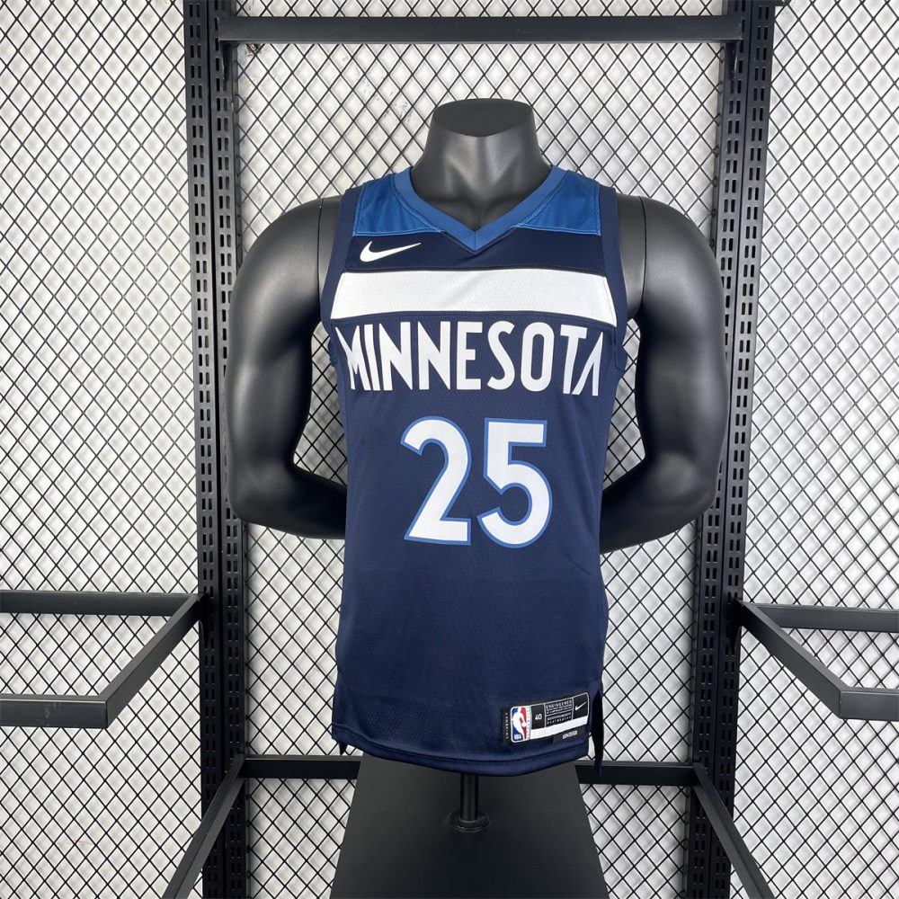 NBA Minnesota Timberwolves 2023 V-Neck Black Jersey ROSE#25 S-XXL