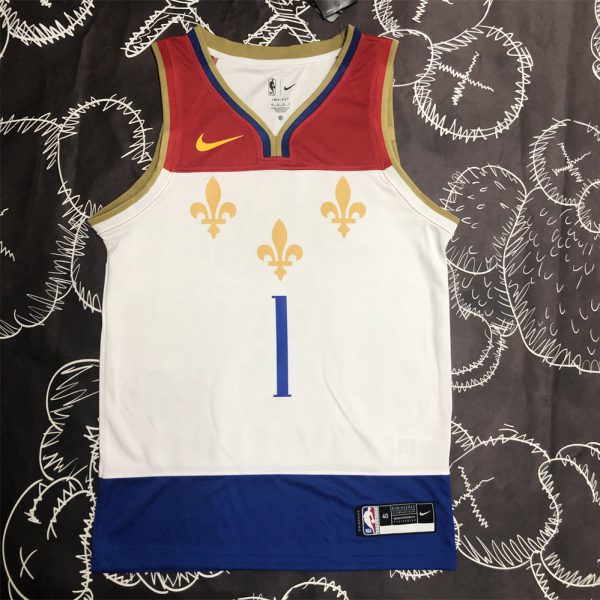 NBA New Orleans Pelicans V-Neck White jersey WILLIAMSON#1 S-XXL