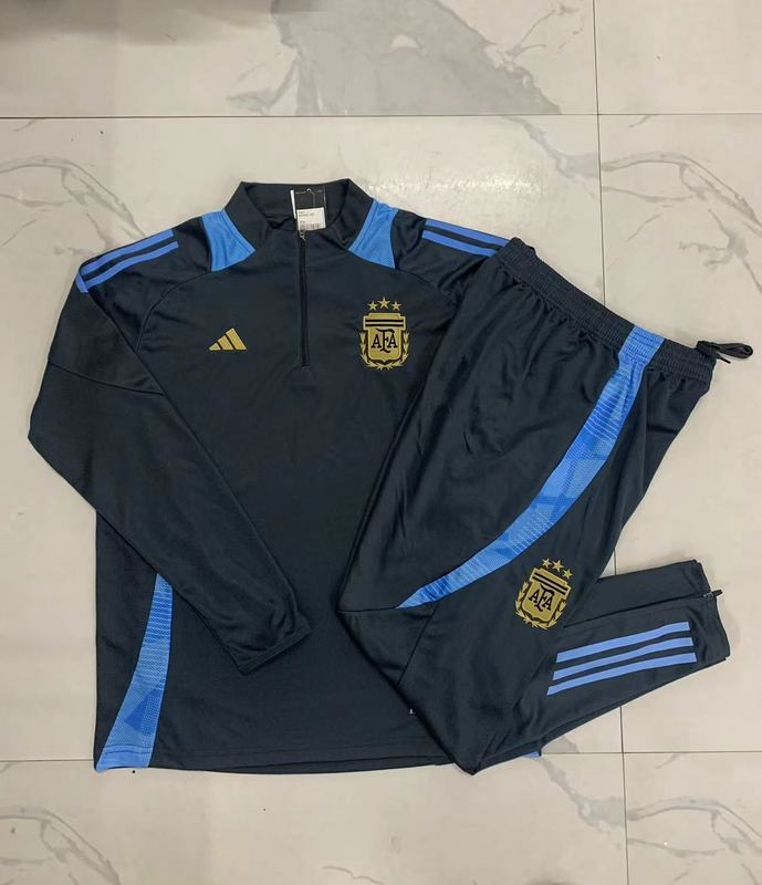 24/25 Argentina Dark grey Long-sleeved half-pull training kit Football team kit