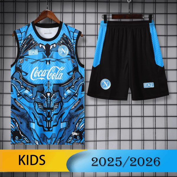 2025/26 Napoli Training Blue Vest kids Kits size: 16-28