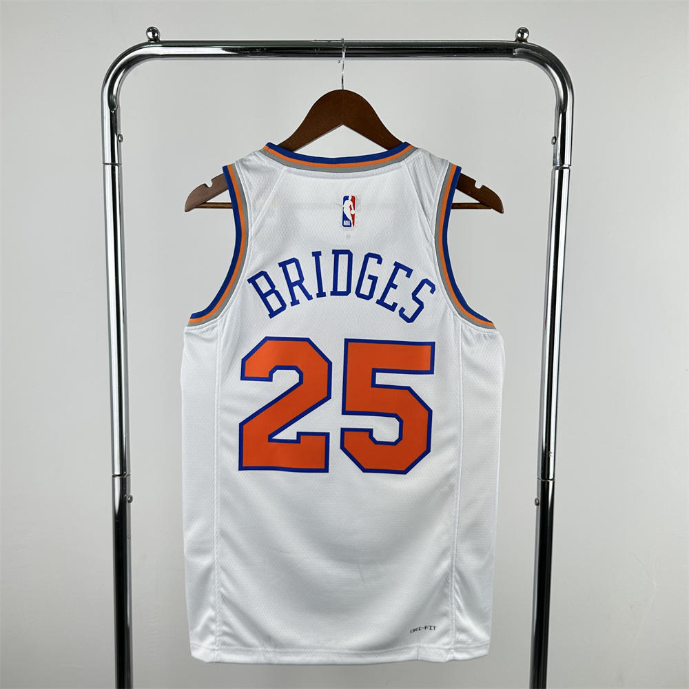 NBA New York Knicks RoundNeck White jersey BRIDGES#25 S-XXL