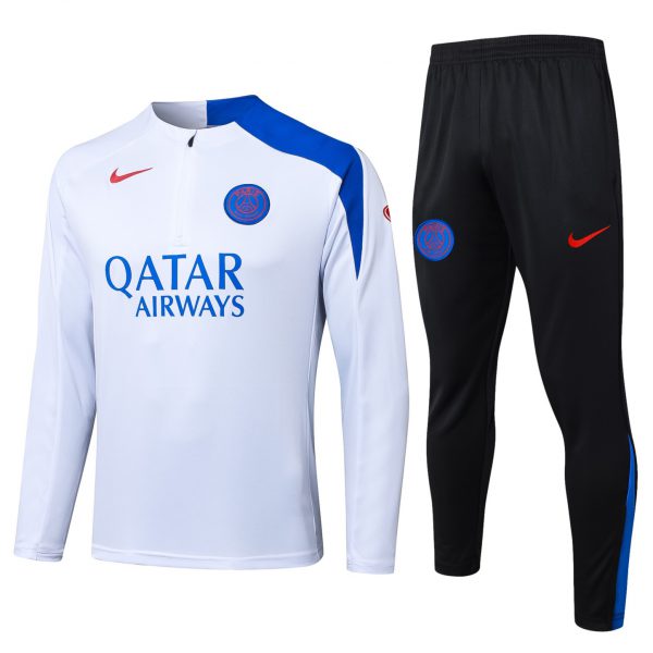 202526 PSG White Long-sleeved half-pull training kit Football team kit