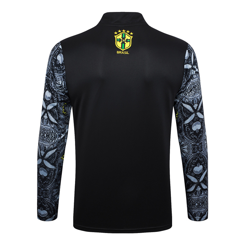 24/25 Brazil Black Long-sleeved half-pull training kit Football team kit