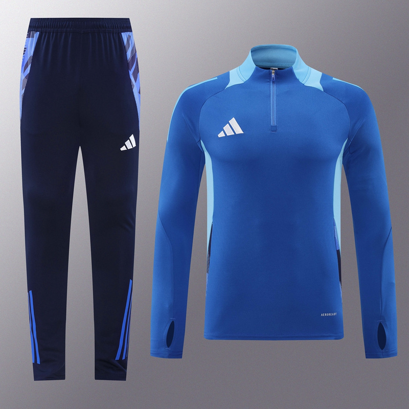 2024 Adidas Blue Long-sleeved half-pull training kit Football team kit