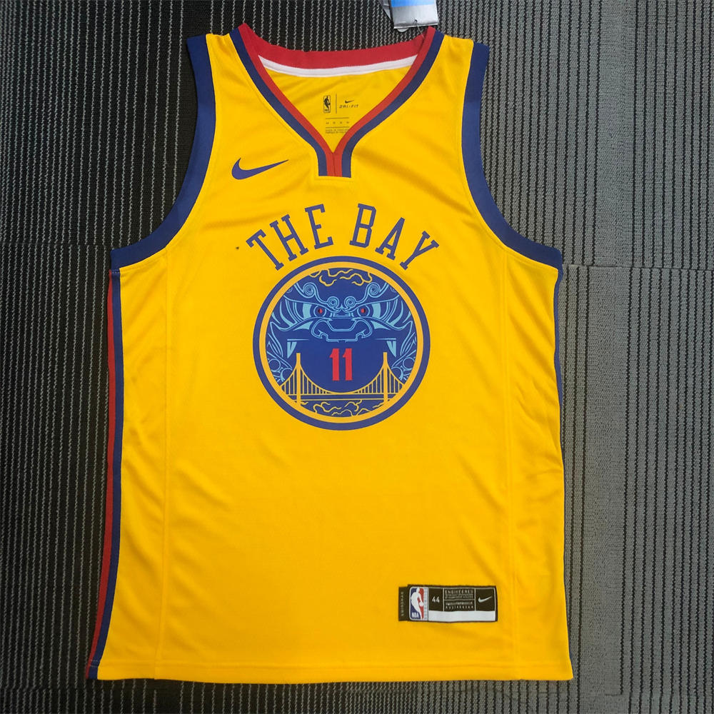 NBA Golden State Warriors V-Neck Yellow Jersey THOMPSON#11 S-XXL
