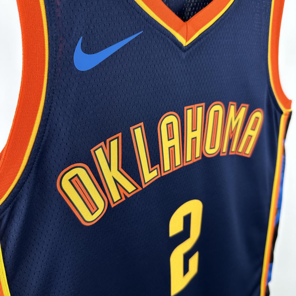 NBA Oklahoma City Thunder 24/25 City Edition V-Neck Black Jersey GILGEOUS-ALEXANDER#2 S-XXL