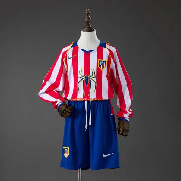 Retro Atletico Madrid 2004/05 Home Kid Kits Long Sleeve