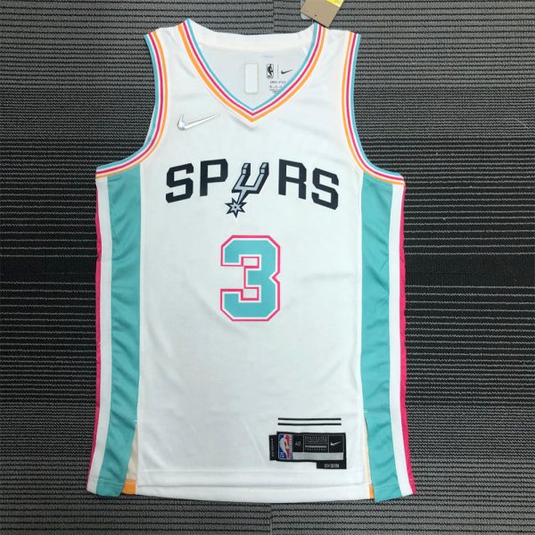 NBA San Antonio Spurs V-Neck White 75th Anniversary jersey JOHNSON#3 S-XXL