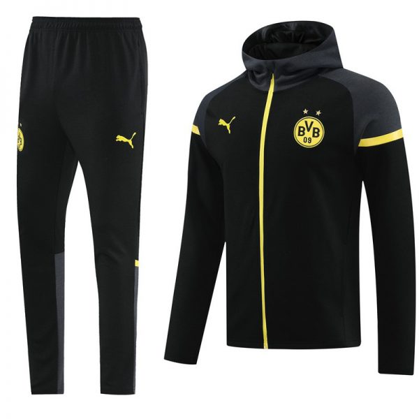 2024 Dortmund Black Hoodie Jacket Kit Set Football Team Shirt Sports Fashion