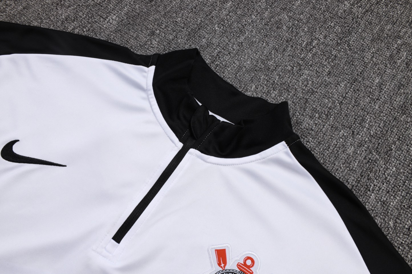 202526 Corinthians white-black Long-sleeved half-pull training kit Football team kit
