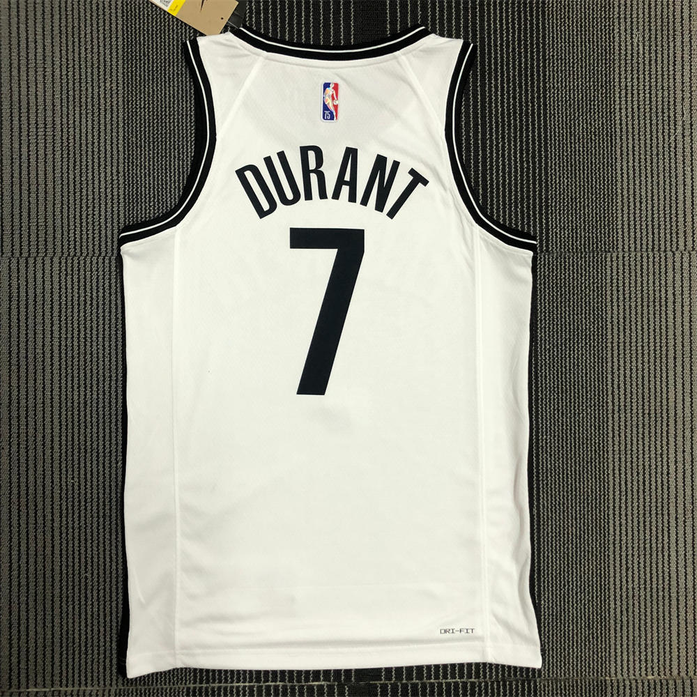 NBA Brooklyn Nets V-Neck White 75th anniversary Jersey DURANT#7 S-XXL