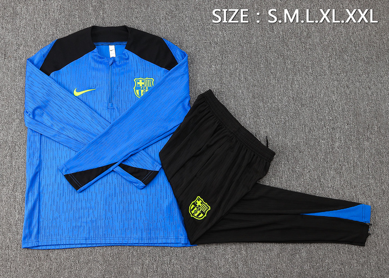 24/25 Barcelona Blue Long-sleeved half-pull training kit Football team kit