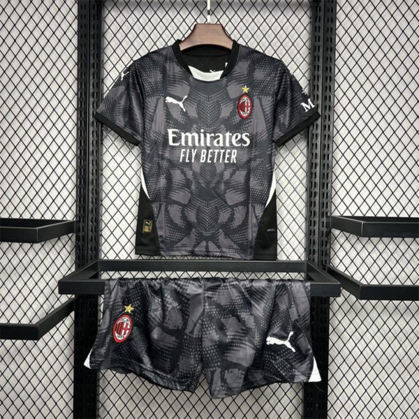 2024/25 AC Milan Goalkeeper Black jersey Kid Kits Size 16-28