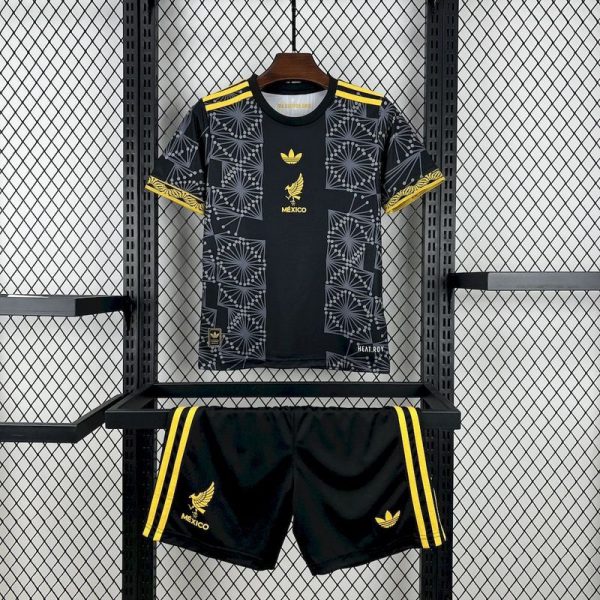 25/26 kids Mexico Gold- Black  jersey Kid Kits Size 16-28