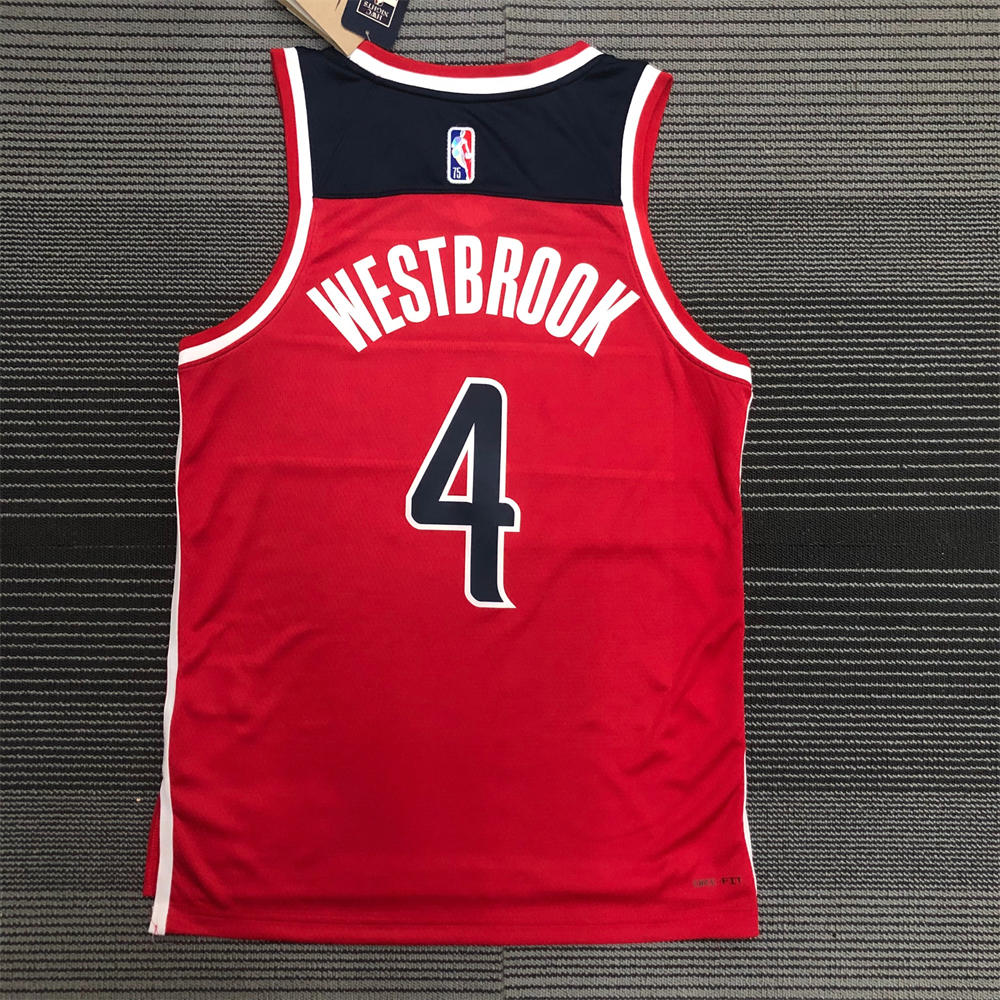 NBA Washington Wizards 75th Anniversary RED WESTBROOK#4 Jersey S-XXL