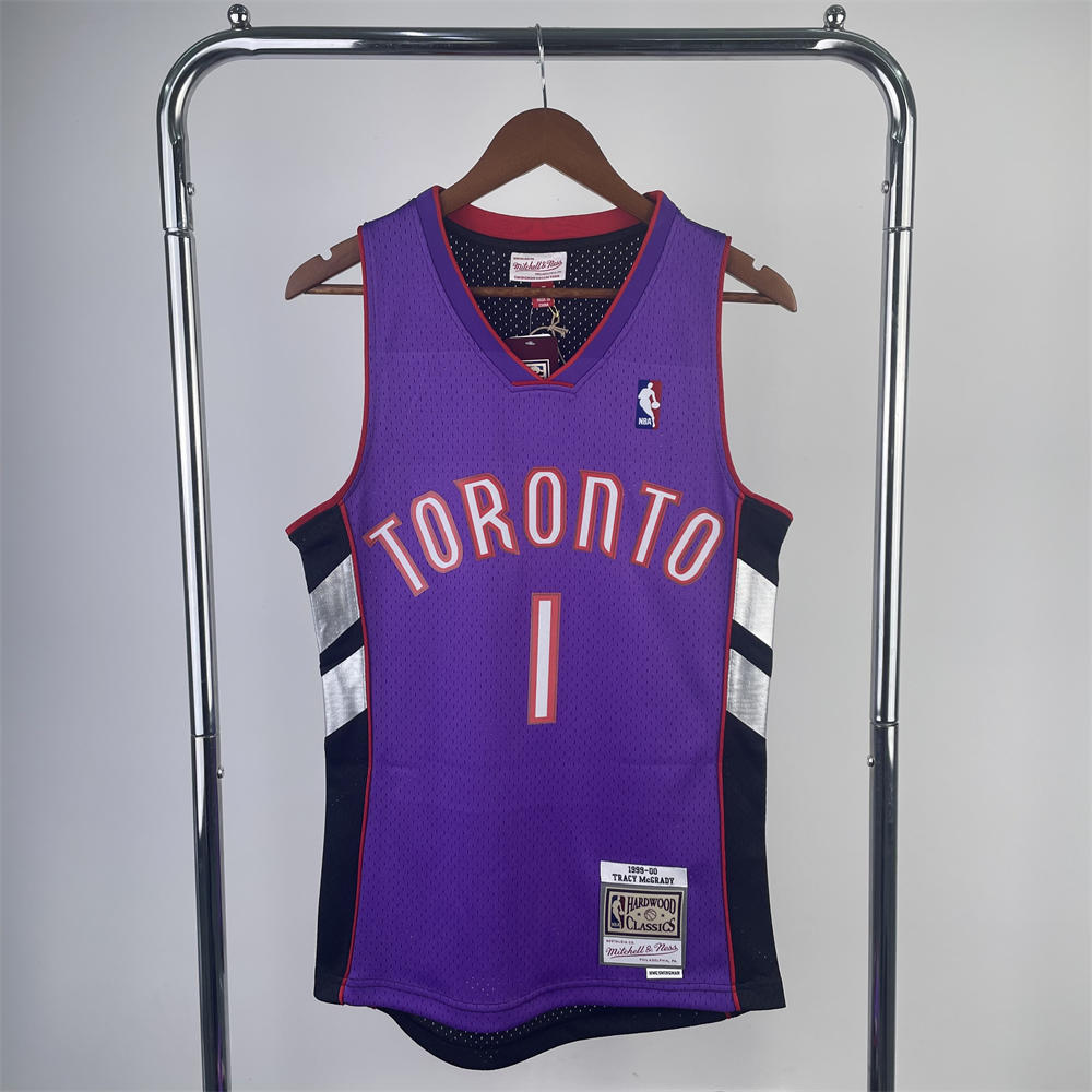 NBA Toronto Raptors V-Neck Purple jersey McGRADY#1 S-XXL