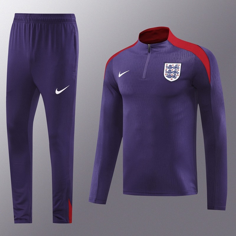 2024 England purple Long-sleeved half-pull training kit Football team kit