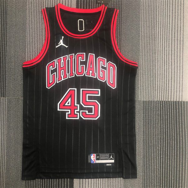 NBA Chicago Bulls Round Neck Black 75th AnniversaryJersey JORDAN#45 S-XXL