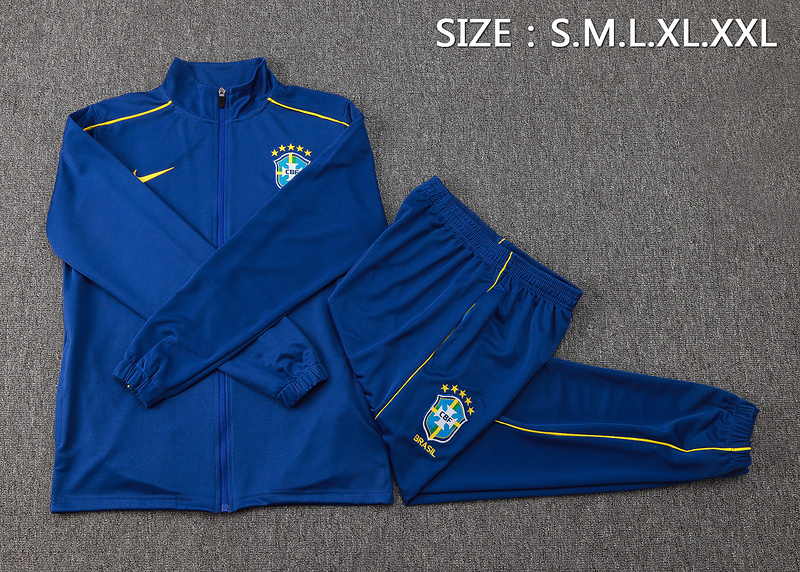 2024/25 Brazil Blue Jacket Training Suit Set Football Team Shirt Sports Fashion