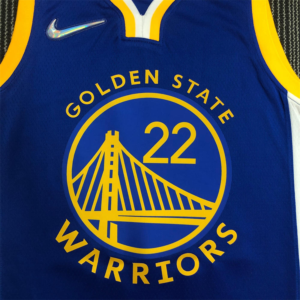 NBA Golden State Warriors V-Neck 75th anniversary Blue Jersey WIGGINS#22 S-XXL