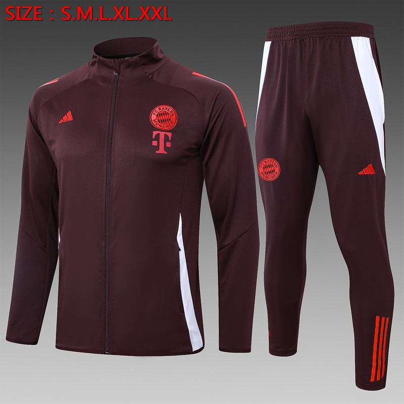 2024/25 Bayern Munich red-brown Jacket Training Suit Set Football Team Shirt Sports Fashion
