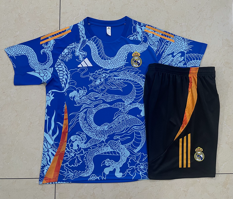 24/25 Real Madrid Blue Training Set Shirt and Shorts