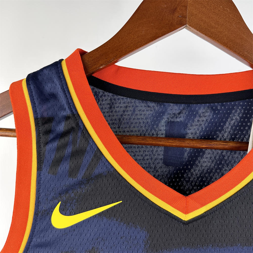 NBA Oklahoma City Thunder 2024 City Edition V-Neck Black Jersey GILGEOUS-ALEXANDER#2 S-XXL