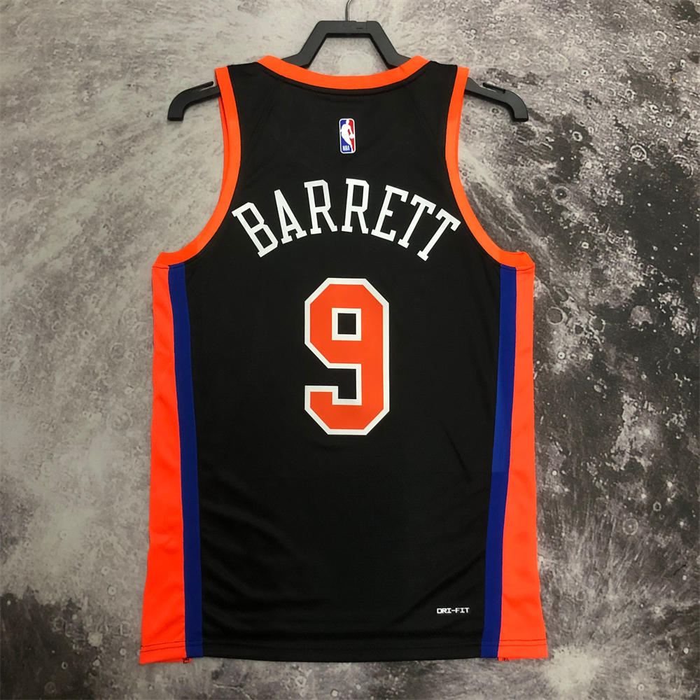 NBA New York Knicks V-Neck City Edition Black jersey BARRETT#9 S-XXL