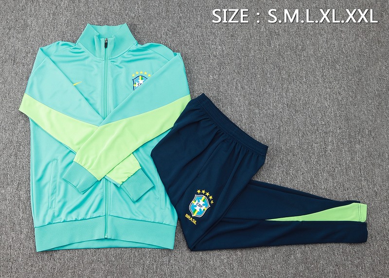 2024 Brazil Blue-Green Jacket Training Suit Set Football Team Shirt Sports Fashion