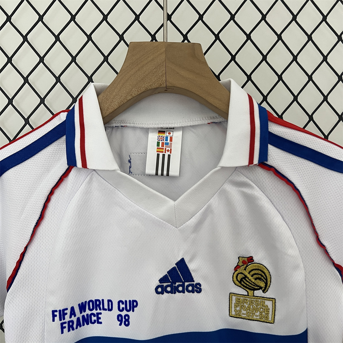 Retro France 1998 kids Away jersey Kid Kits Size 16-28