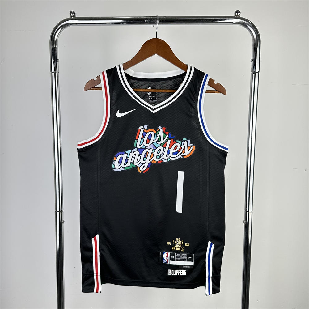 NBA Los Angeles Clippers V-Neck Black Jersey S-XXL